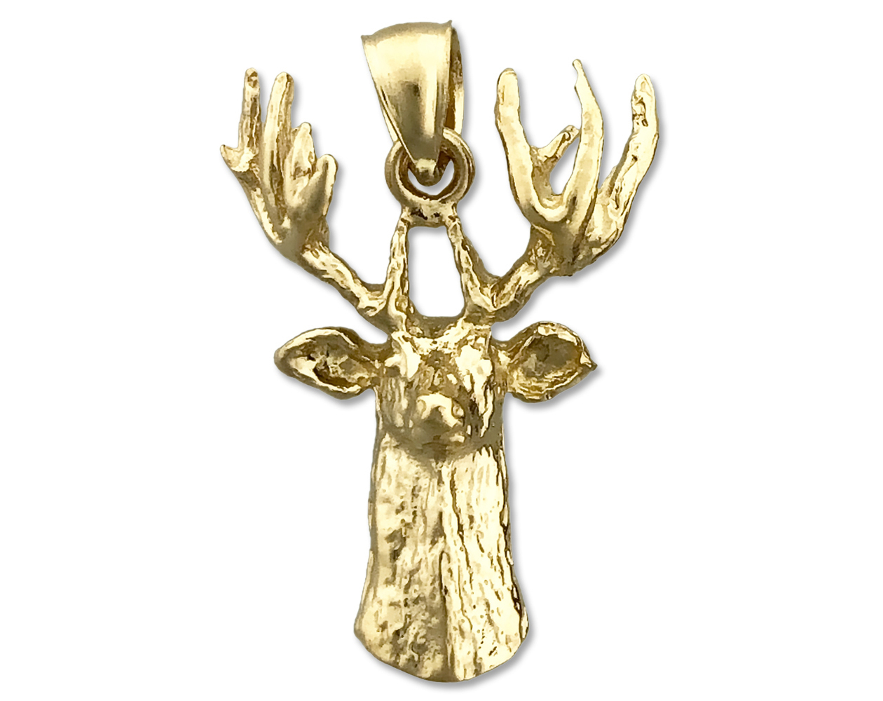 14K Gold Deer Head Pendant