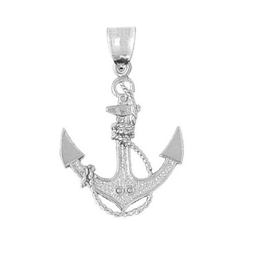 Sterling Silver Sailor Rope And Anchor Pendant