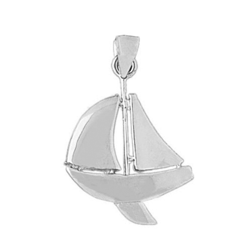 Sterling Silver Mm Single Sloop Sailboat Pendant