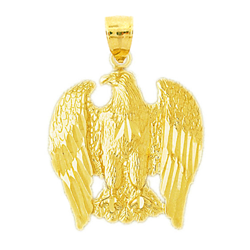 14K Gold Patriotic Eagle Pendant