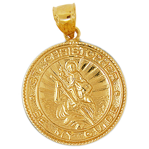 14k Gold Saint Christopher Be My Guide Medallion