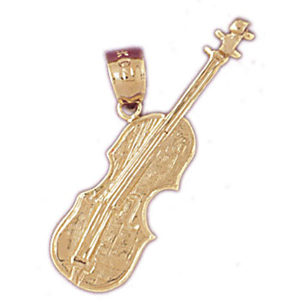 14K Gold Violin Instrument Pendant