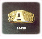 14Kt Gold Nugget Initial Men's Ring