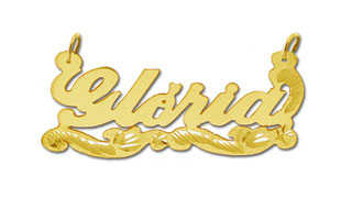 14K Gold Designer Diamond Cut Personalized Script Nameplate