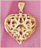 14k gold filigree heart charm