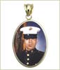 14k gold oval photo pendants