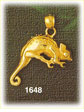 14K Gold Beaded Lizard Charm