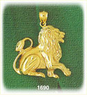 14K Gold Feral Lion Charm