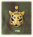 14K Gold Caricature Tiger Head Charm