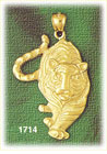 14K Gold Prowling Tiger Pendant