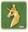 14K Gold Polished Unicorn Charm