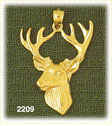 14K Gold Deer w/Antlers Charm