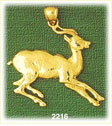 14K Gold Leaping Deer Charm