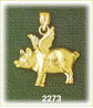 14K Gold Flying Pig Charm