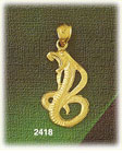 14K Gold Hissing Coiled Snake Charm