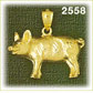 14K Gold Pig w/Curly Tail Charm