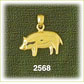 14K Gold Shiny Pig Charm