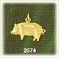 14K Gold Etched Textured Pig Charm