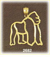 14K Gold Outlined Gorilla Charm