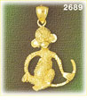 14K Gold Textured Monkey Charm