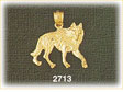 14K Gold Prowling Coyote Charm