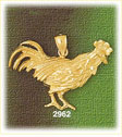 14K Gold Red Hen Bird Charm