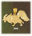 14K Gold Pecking Rooster Bird Charm