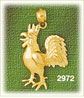 14K Gold Crowing Rooster Bird Charm