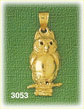 14K Gold Hoot Owl Bird Charm