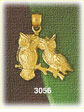 14K Gold Owls Bird Charm