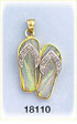 14K Gold White Opal Pair of Flip Flop Diamond Charm