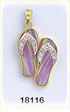 14K Gold Pink Opal Pair of Flip Flop Diamond Charm