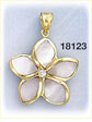 14K Gold Mother of Pearl Flower Diamond Pendant
