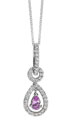 14K White Gold Teardrop Pink Sapphire Diamond Necklace