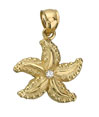 14K Yellow Gold Diamond Starfish Charm