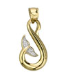 14K Yellow Gold Whale Tail Diamond Pendant