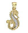 14K Yellow Gold Diamond Seahorse Pendant