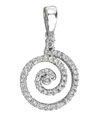 14K White Gold Diamond Swirl Circle Pendant