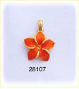 14K Gold Orange Enamel Flower Charm