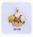 14Kt Gold Enamel Flower Basket Charm