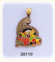 14K Gold Enamel Cornucopia Charm