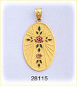 14K Gold Enamel Cross Medallion