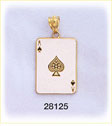 14K Gold Enamel Ace of Spades Charm