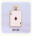 14K Gold Enamel Ace of Diamond Charm