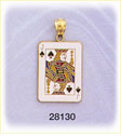 14K Gold Enamel Jack of Spades Charm