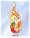 Fanciful Mermaid 14K Yellow Gold Enamel Charm