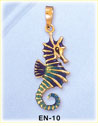 Enchanting 14K Yellow Gold Sea Horse Enamel Charm