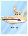14K Yellow Gold Luxury Boat Enamel Nautical Charm