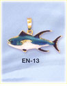 Enamel Flying Fish 14K Yellow Gold Nautical Fish Charm