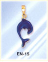 Ocean Blue Dolphin 14K Yellow Gold Enamel Nautical Charm